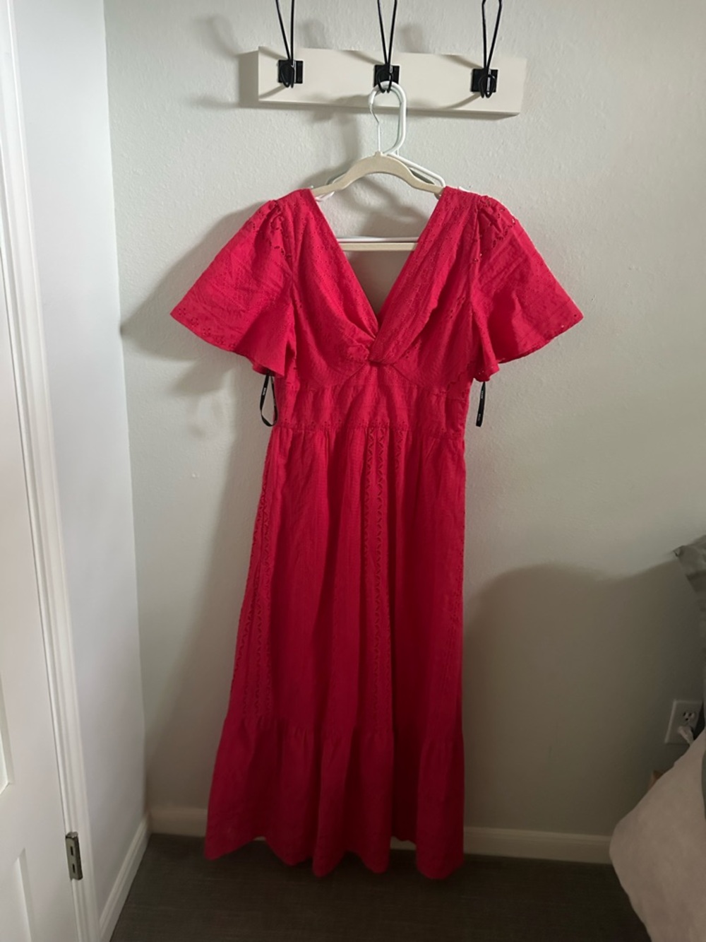 Kensie Red Lace-Trim Maxi Dress